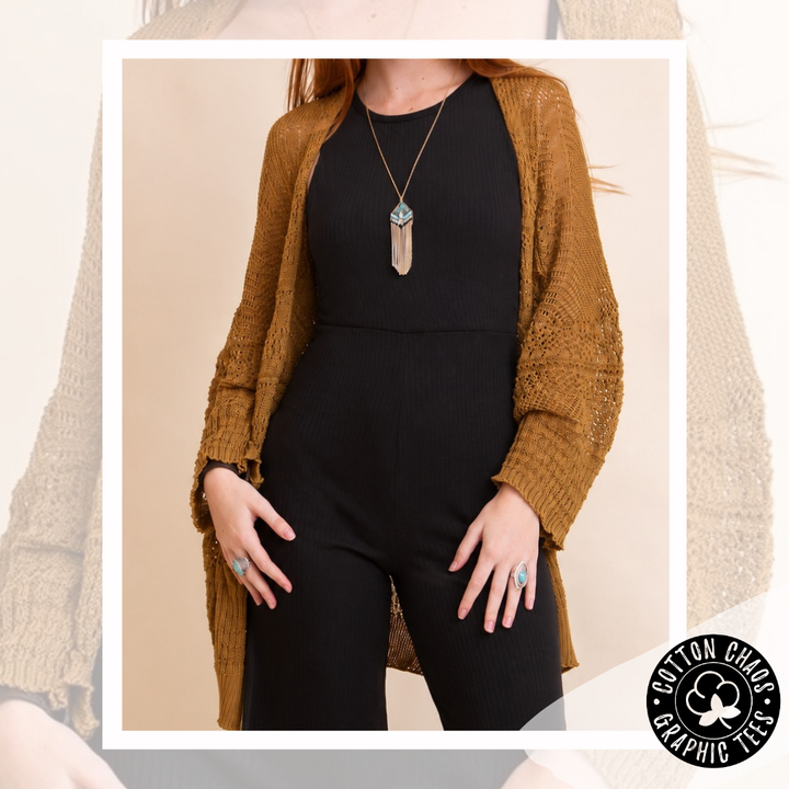 Bronze Cozy Open Knit Cardigan