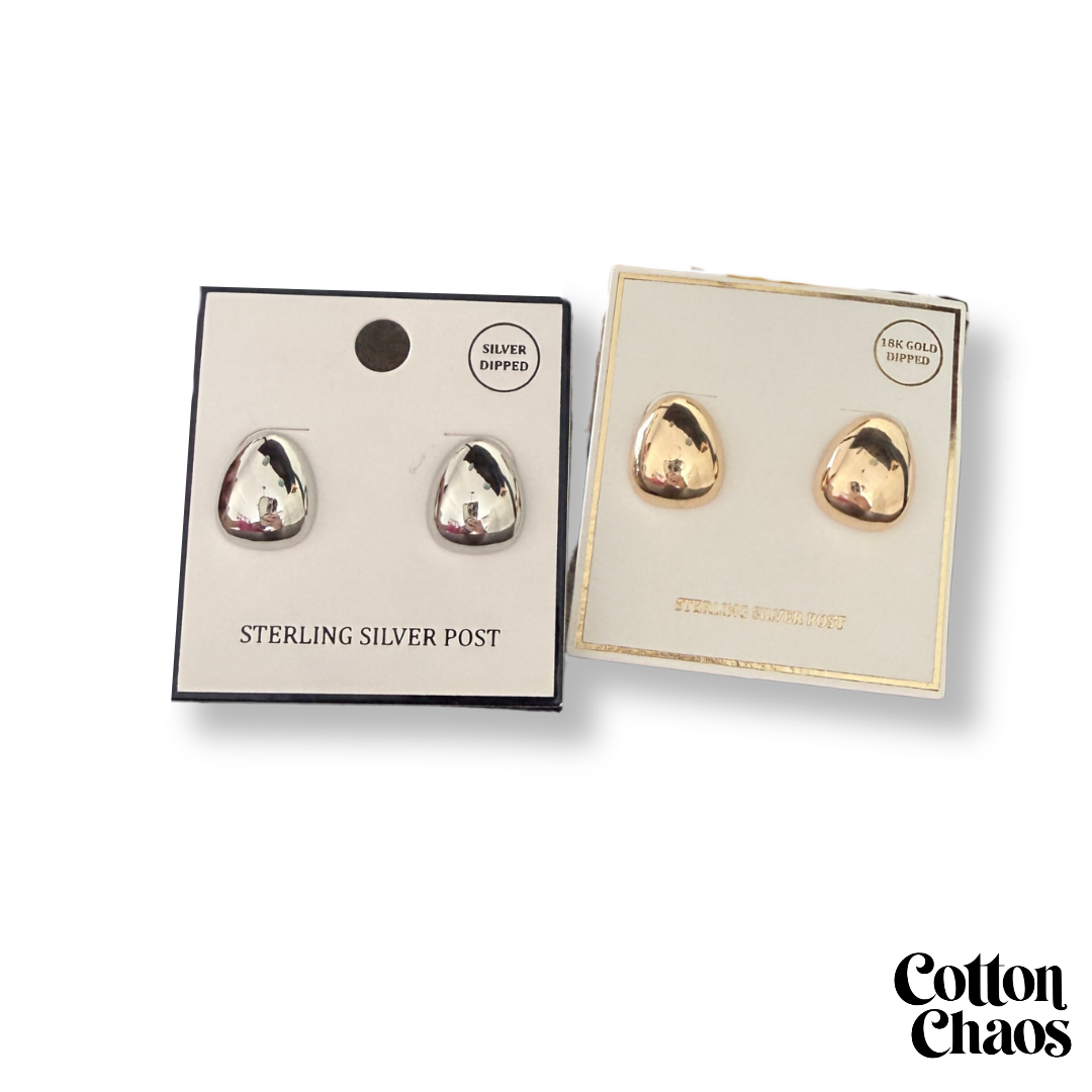 Teardrop Pebble Stud Earrings