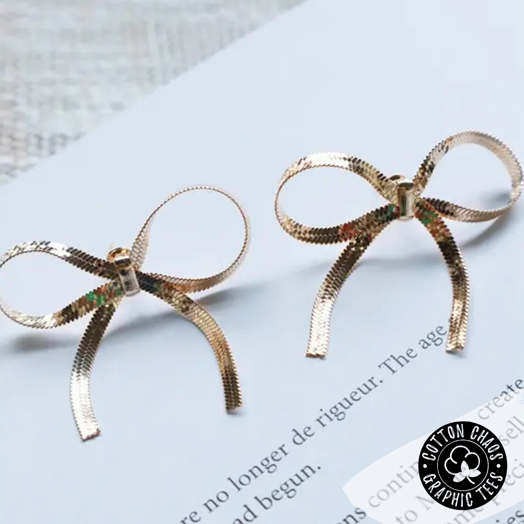 Tassel Chain Bow Earrings