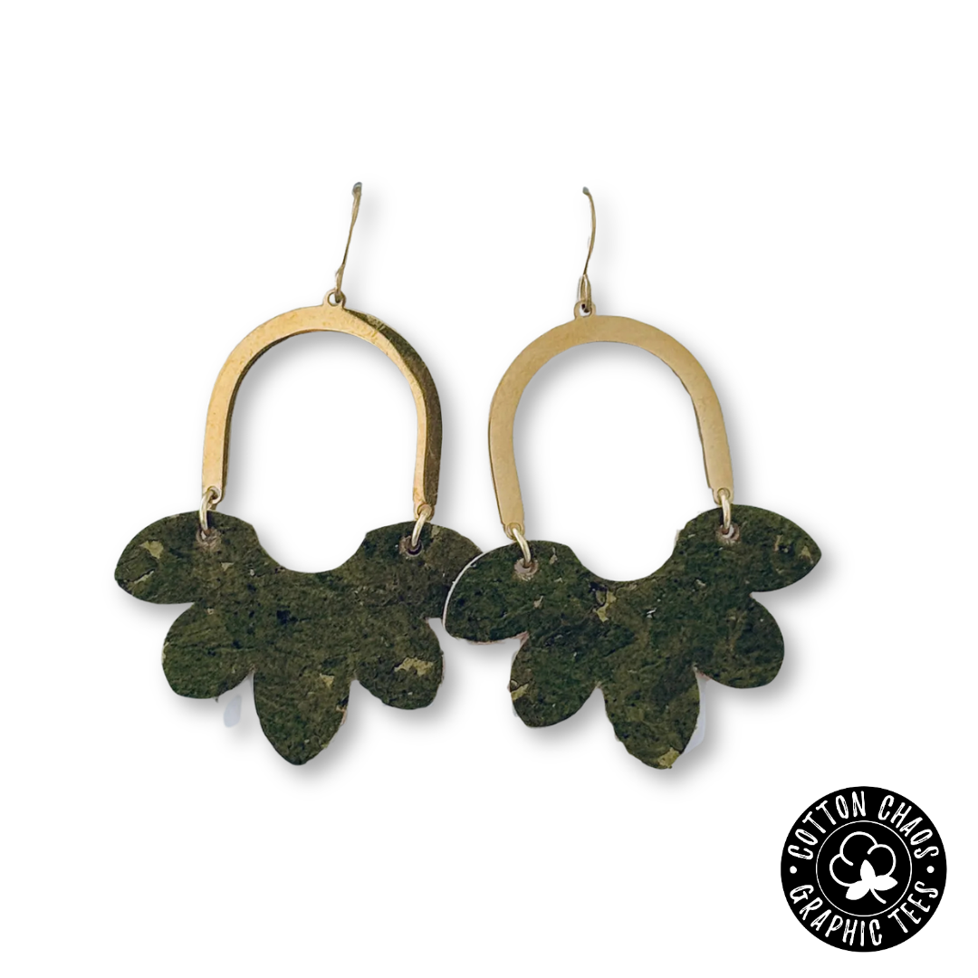 Split Flower Olive Green Earring