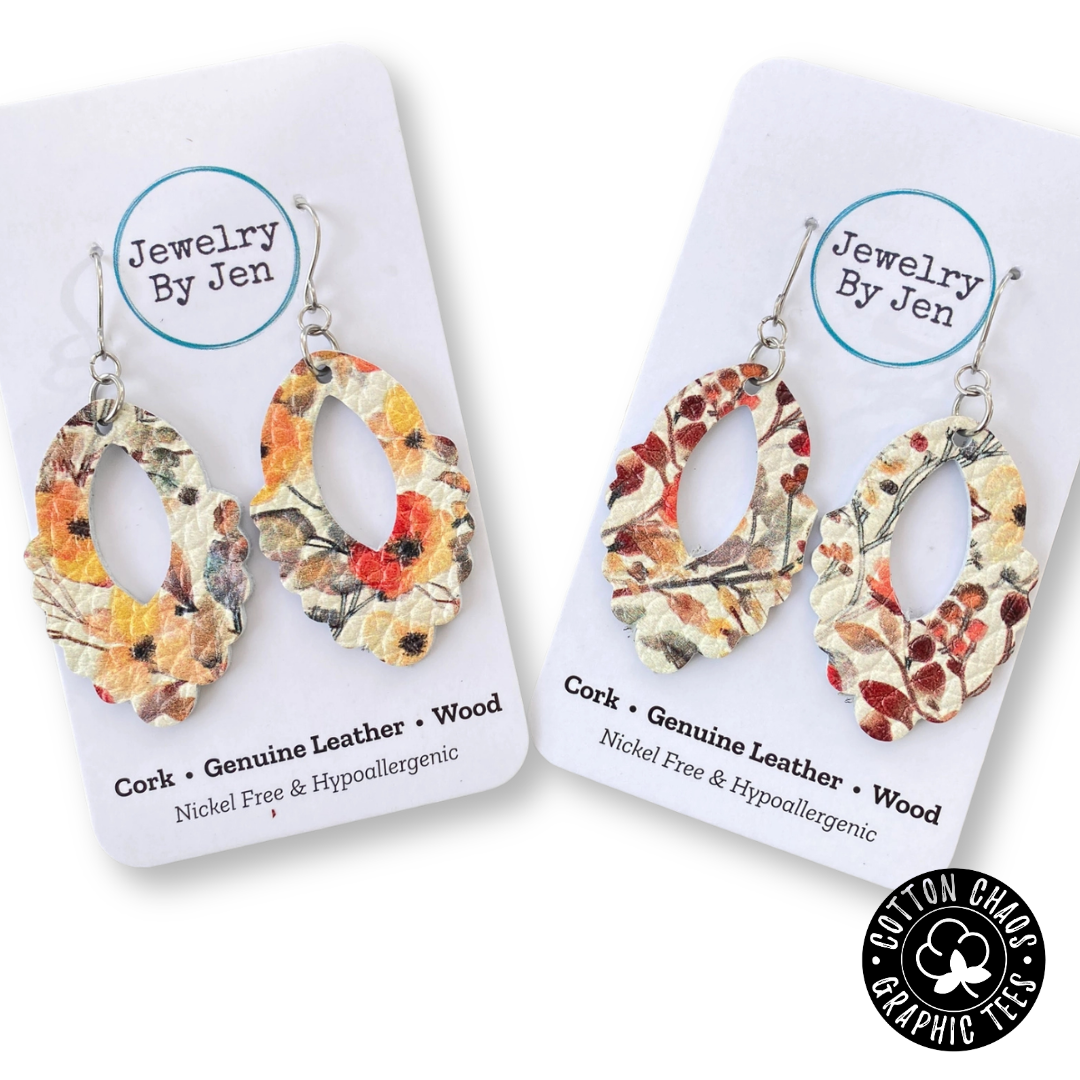 Scalloped Teardrop Fall Floral Earring