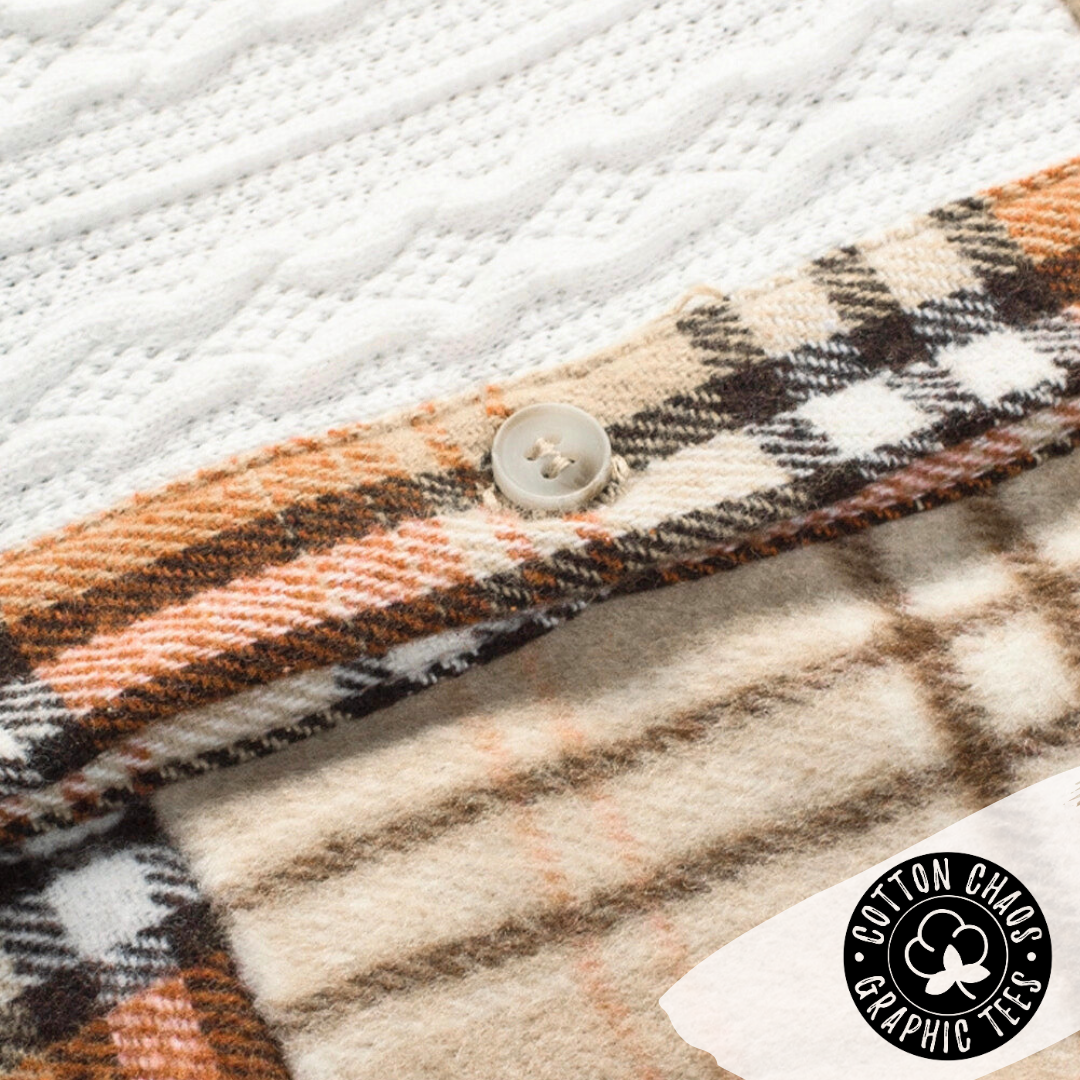 Colorblock Plaid Cable Shacket