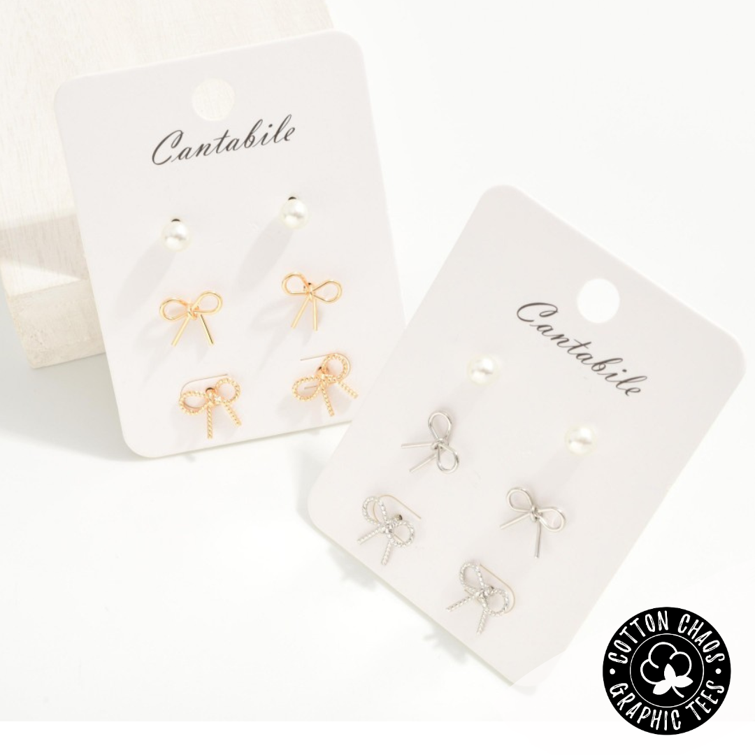 Bow Trio Earring Set