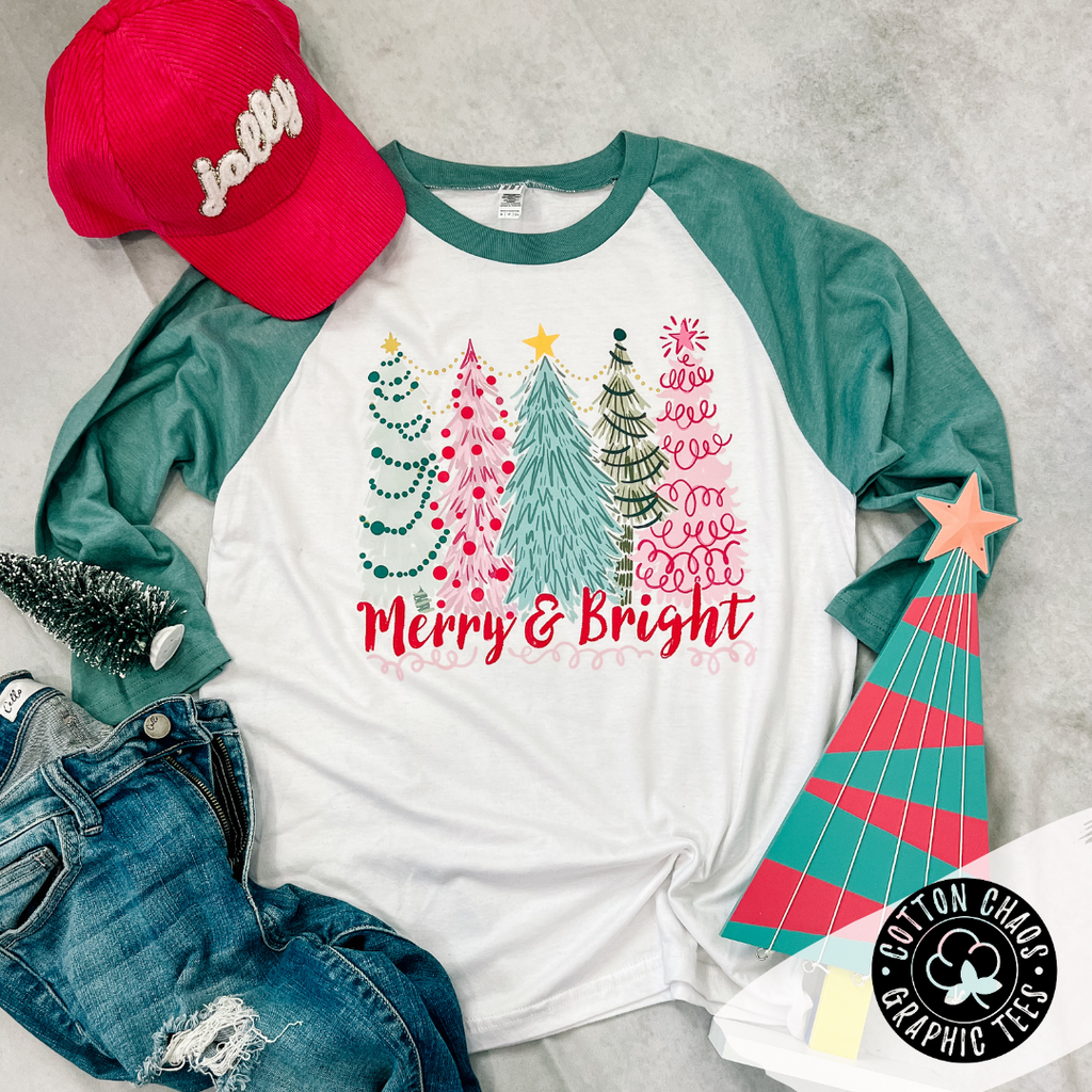 Merry & Bright 3/4 Sleeve Raglan