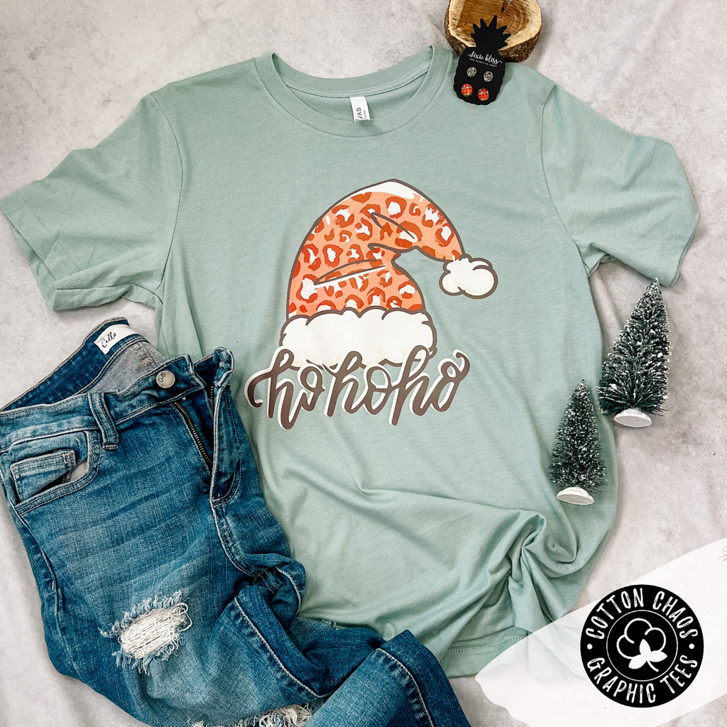 Leopard Santa Hat Graphic Tee