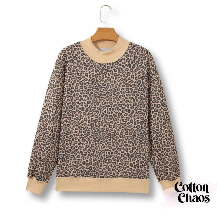 Leopard Mock Neck Sweatshirt
