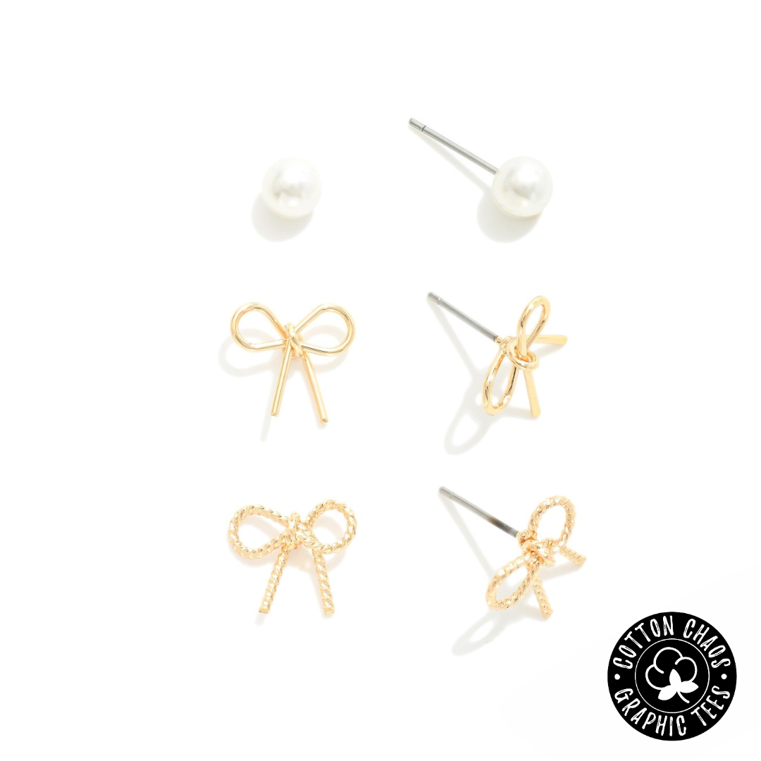 Bow Trio Earring Set