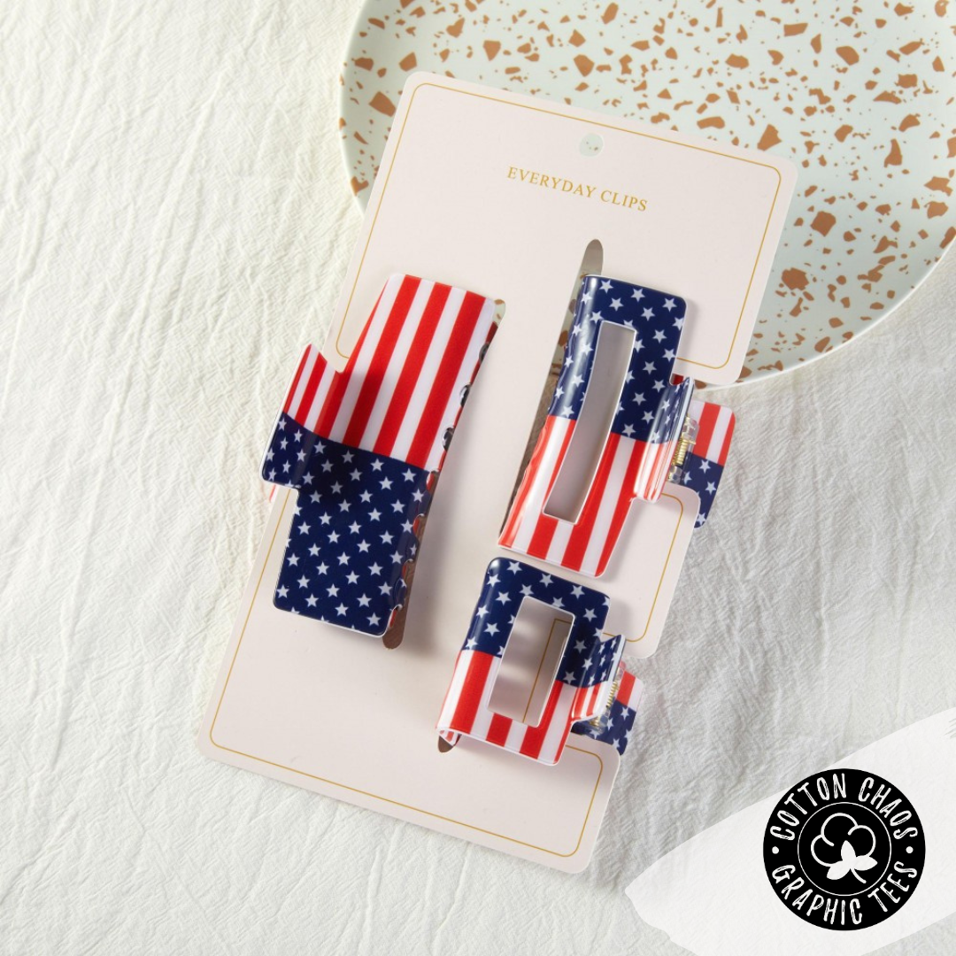 Set of 3 Americana Claw Clips