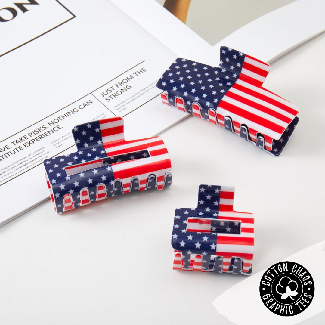 Set of 3 Americana Claw Clips
