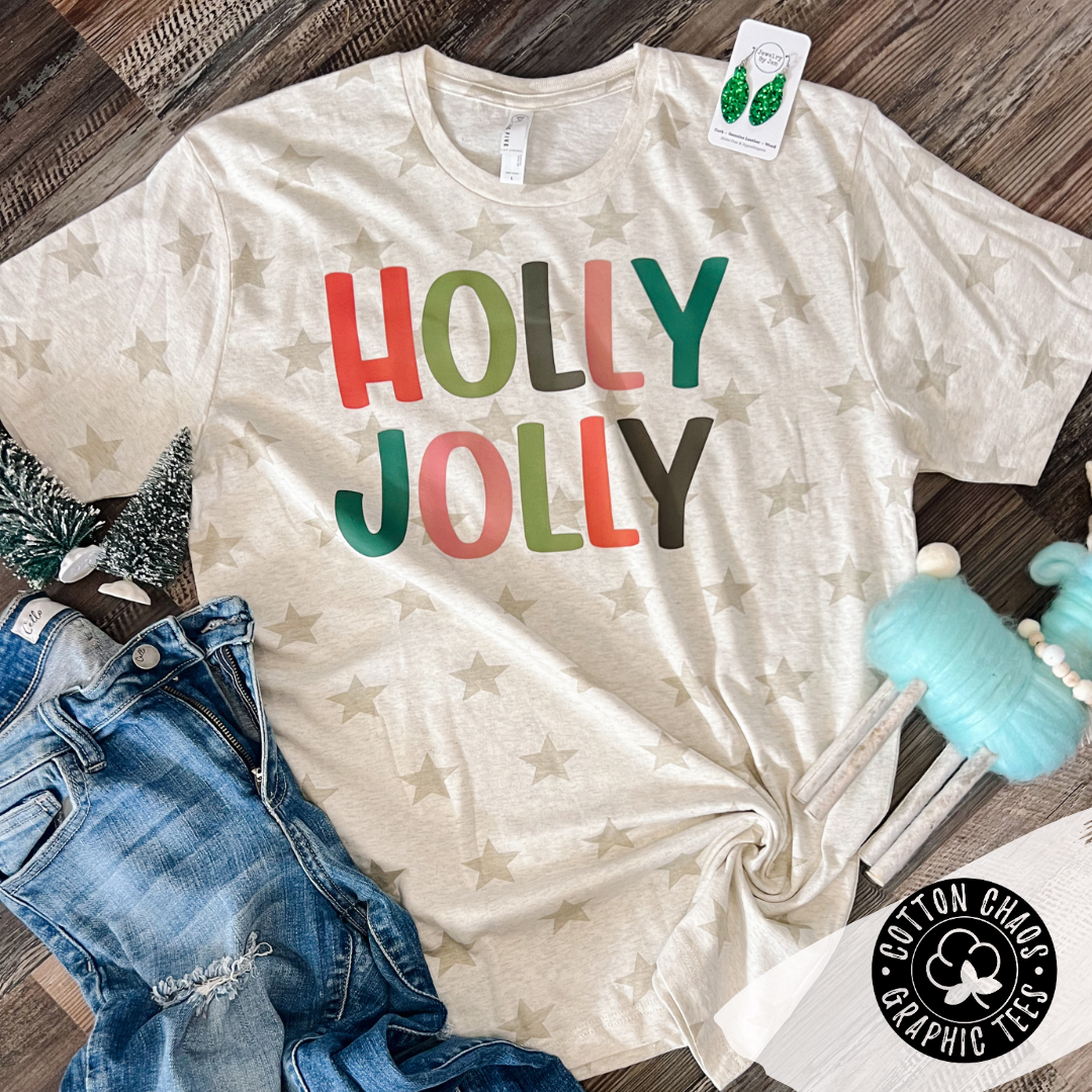 Holly Jolly Natural Star Graphic Tee