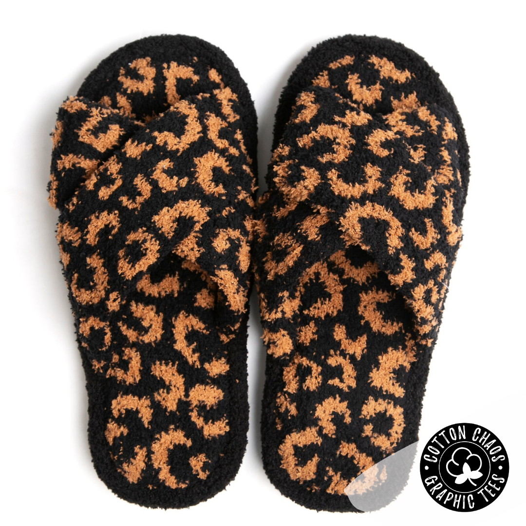 Fuzzy Warm Animal Print Cozy Slippers