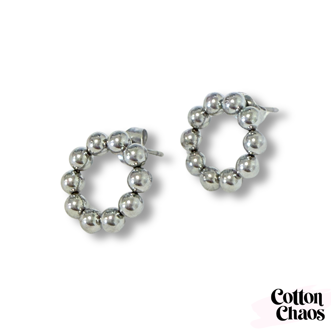 Beaded Circle Stud Earrings