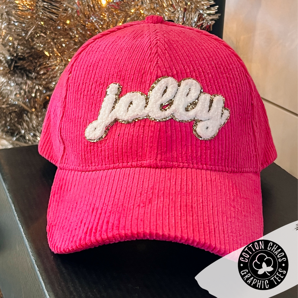 Fuchsia Jolly Chenille Glitter Patch Hat