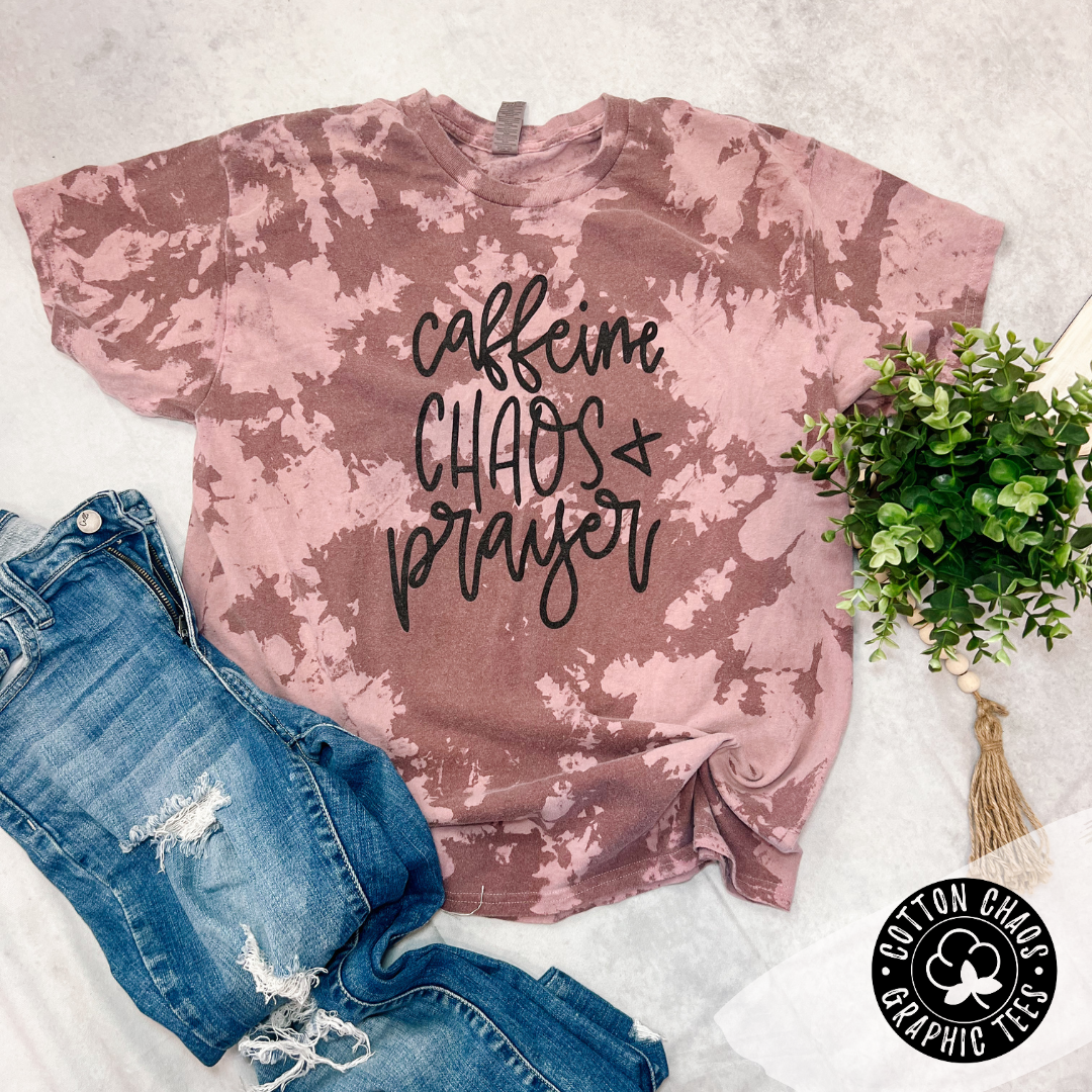 Caffeine, Chaos, & Prayer Graphic Tee