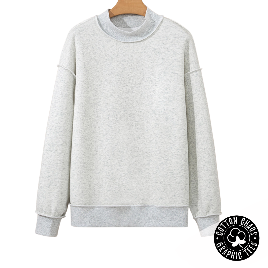 Drop Shoulder Reversible Mock Neck Sweatshirt