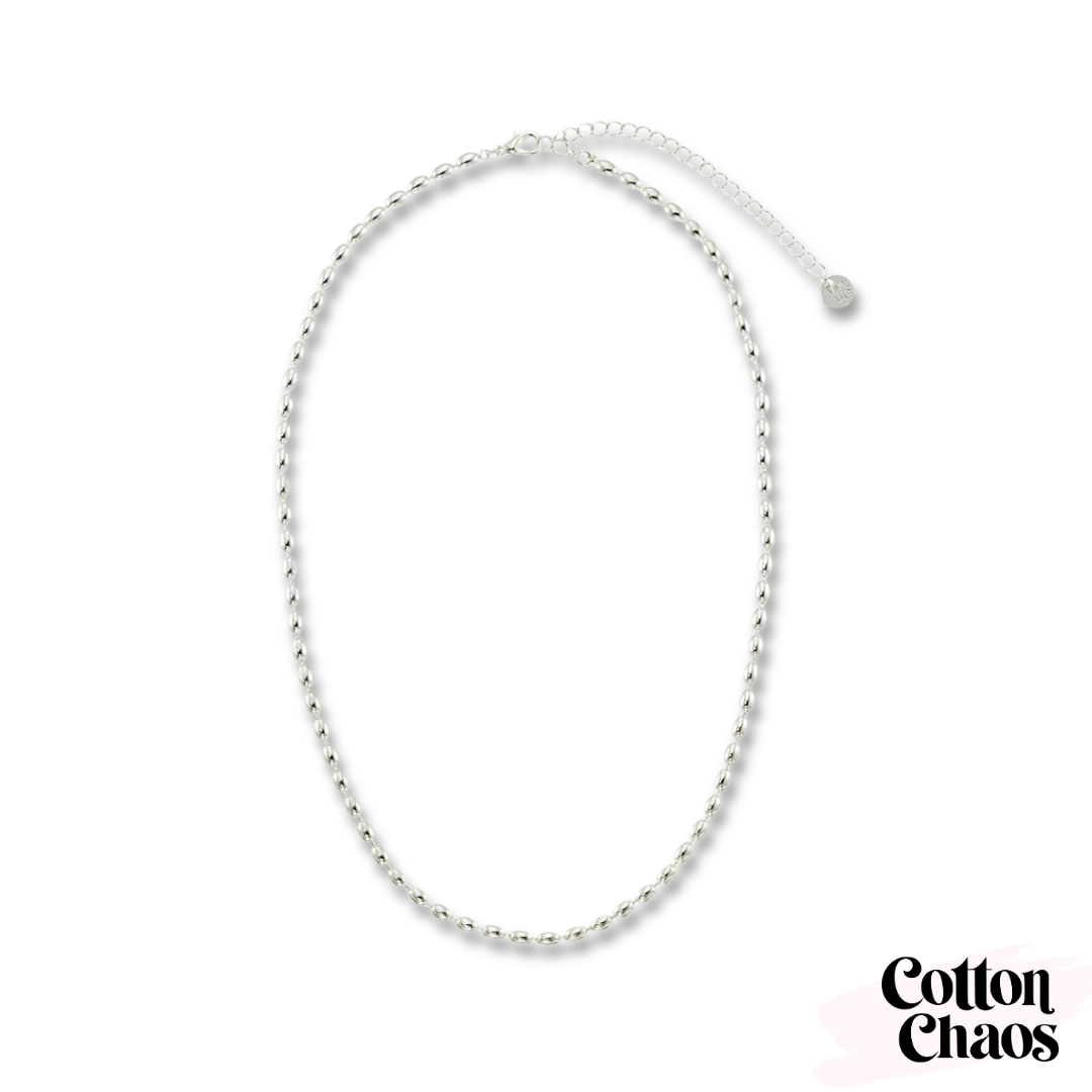 Silver Rice Bead Necklace