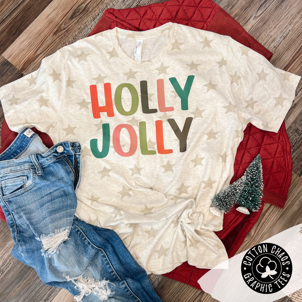 Holly Jolly Natural Star Graphic Tee