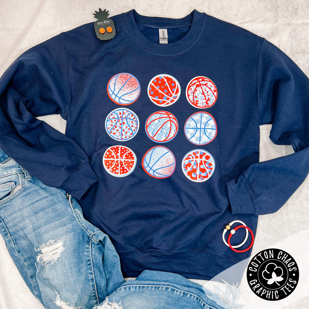 9 Red/Blue Basketball Sweatshirt