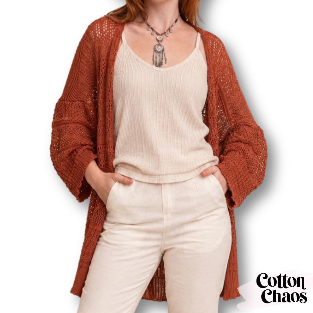 Rust Open Knit Cardigan