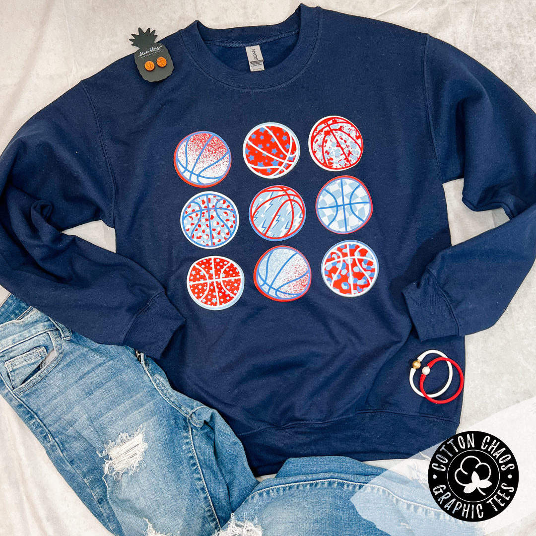 9 Red/Blue Basketball Sweatshirt