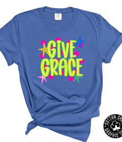 Give Grace Graphic Tee | Comfort Colors Mystic Blue
