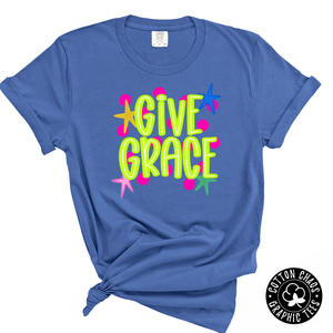 Give Grace Graphic Tee | Comfort Colors Mystic Blue