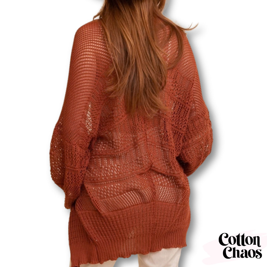 Rust Open Knit Cardigan