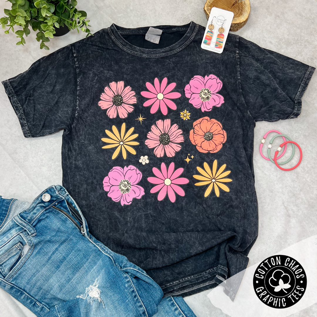 9 Spring Flowers Mineral Wash Graphic Tee