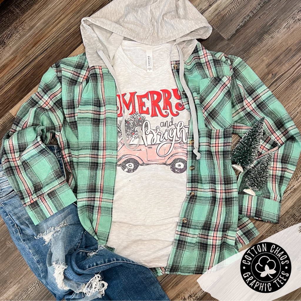 Green Hooded Plaid Flannel