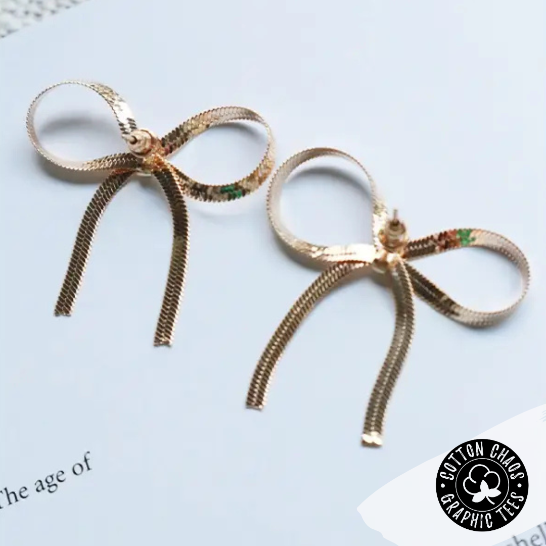 Tassel Chain Bow Earrings