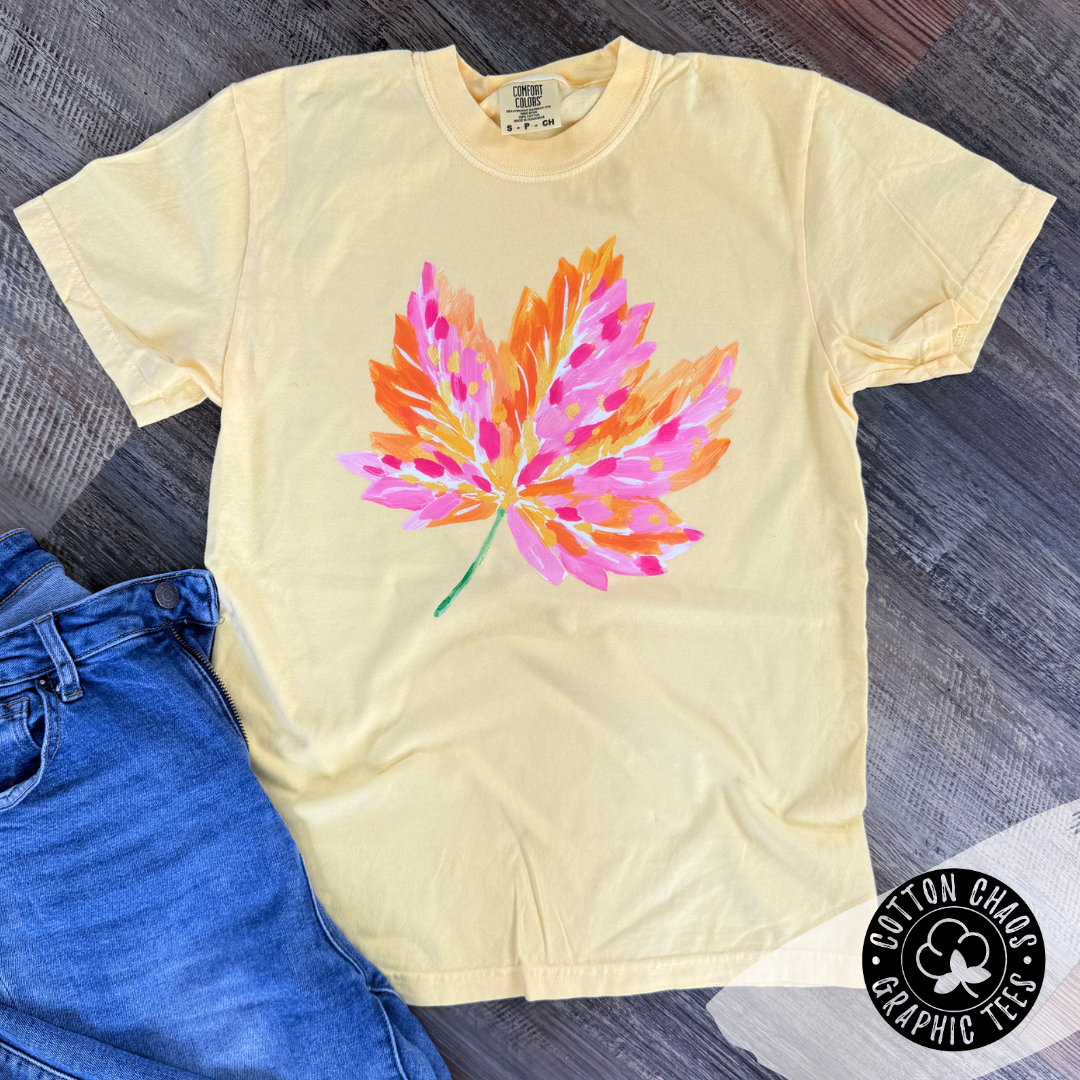 Watercolor Leaf Comfort Colors Tee