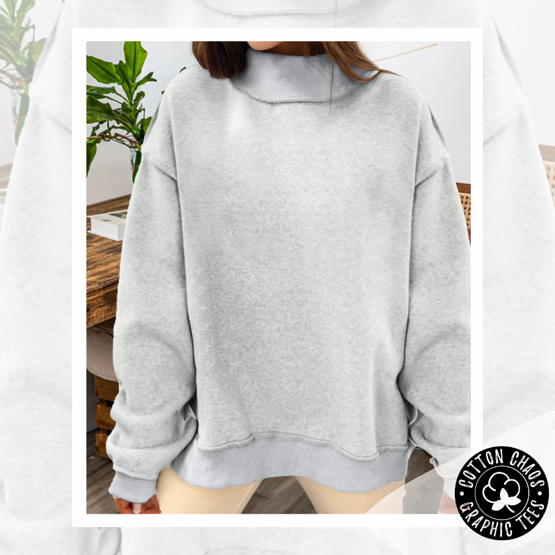 Drop Shoulder Reversible Mock Neck Sweatshirt