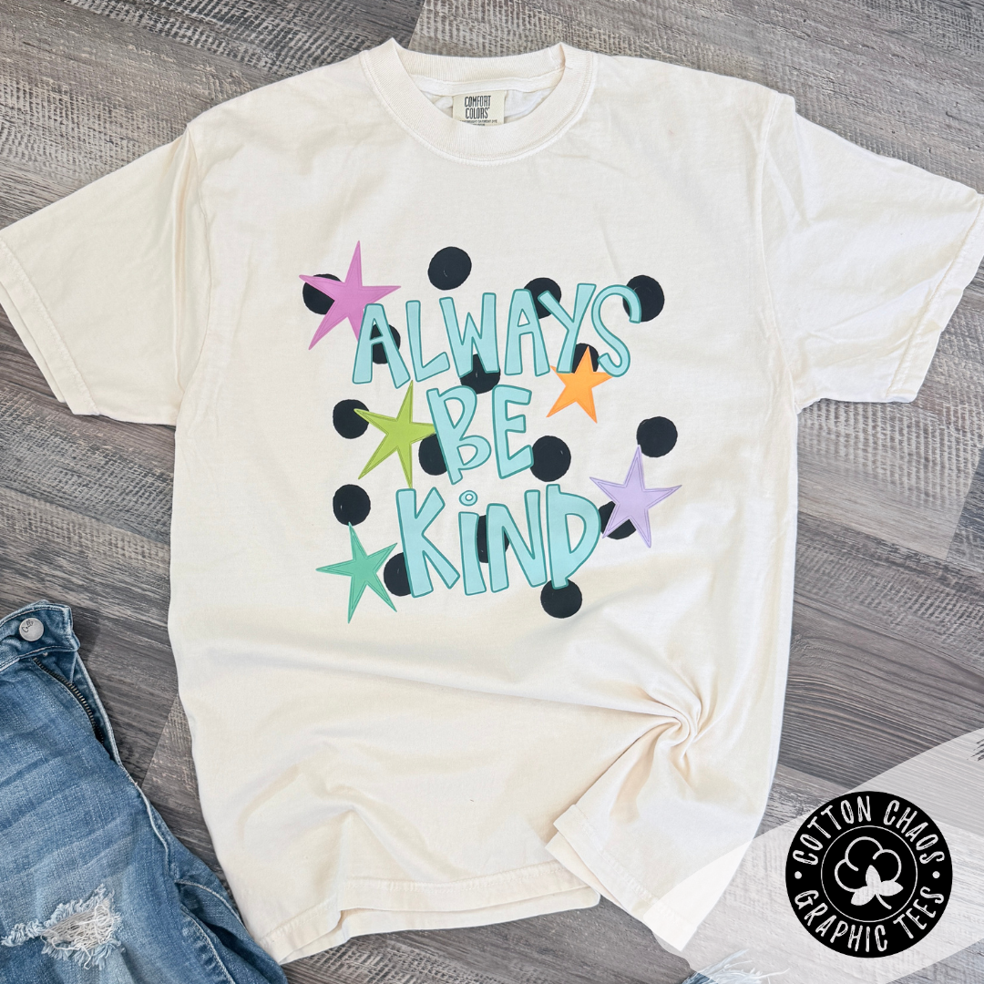 Always Be Kind Star & Polka Dot Tee | Comfort Colors