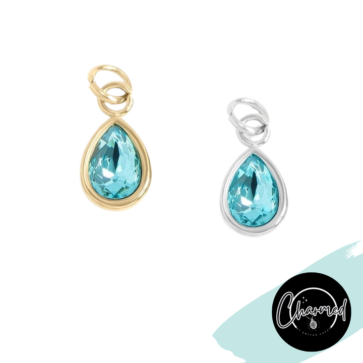 Aquamarine Teardrop Charm