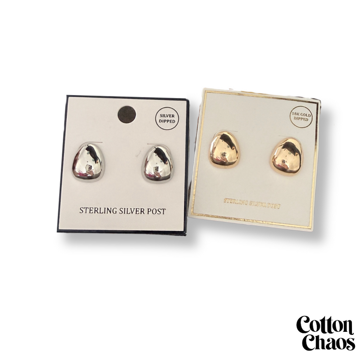 Teardrop Pebble Stud Earrings